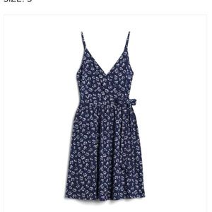 NWT Stitch Fix Kaleigh Margot Knit Faux Wrap Blue Floral Dress Small S